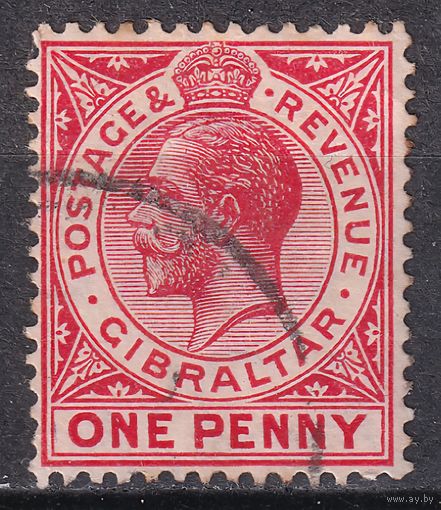 119.BrK. Великобритания. Колонии. Гибралтар. Георг V. Стандарт. 1P. 1912 г. Mi.#66.