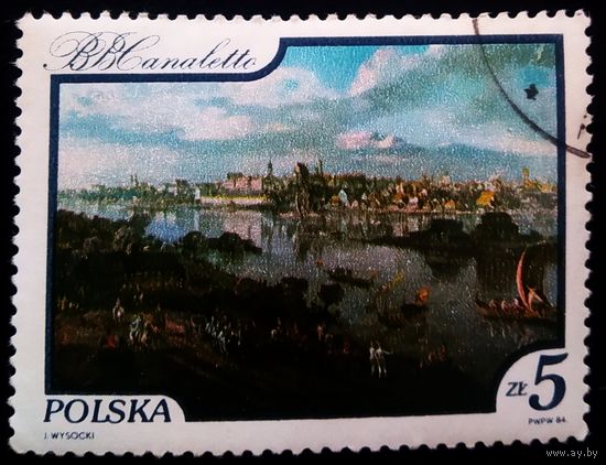 Марка Польша 1984 год Висла Живопись