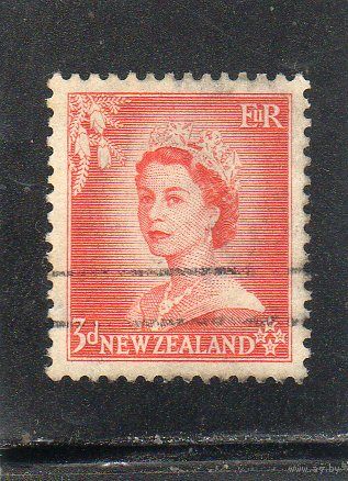 Новая Зеландия. Mi:NZ 336. QEII Три пенса Серия: Королева Елизавета II. 1954.