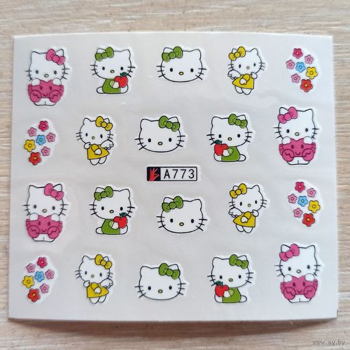 Hello Kitty слайдеры для ногтей. Водные наклейки-переводки на ногти