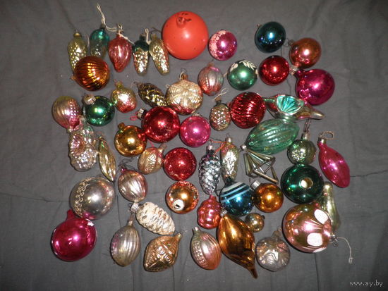 Новогодние ёлочные игрушки родом из СССР 50 шт.(лот 02).С рубля.