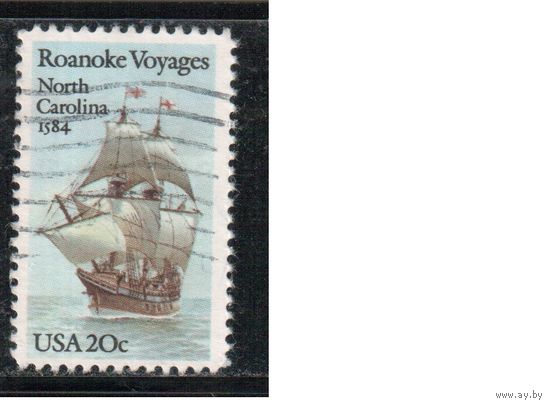 США-1984, (Мих.1702) , гаш.,  Флот, Парусник (одиночка),