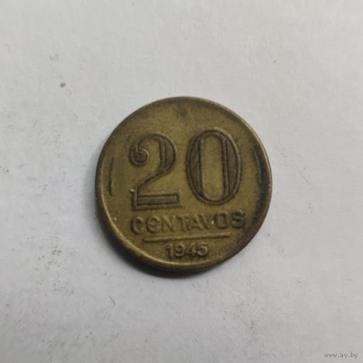 Бразилия 20 сентаво 1945 г.   Жетулиу Варгас