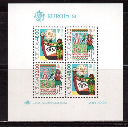 Португалия-1981, (Мих.Бл.32) , ** , ЕВРОПА(СЕРТ),