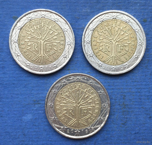 Франция 2 евро 2011, 2012, 2016