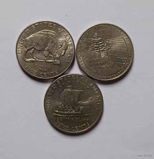 5 центов памятные монеты США 3 шт.