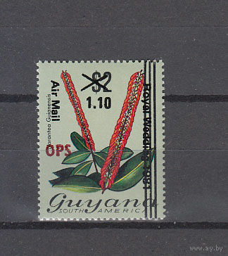 Цветы. Королевская свадьба. Гайана. 1982. 1 маркА с надпечаткой. Michel N А32 (25,0 е)