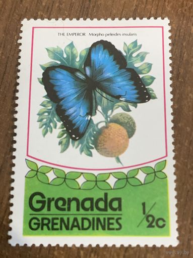 Гренада 1975. Бабочки. Morpho peledes insularis. Марка из серии
