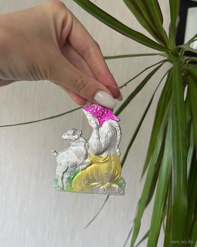 Елочная игрушка Аленушка с козлёнком картонаж СССР