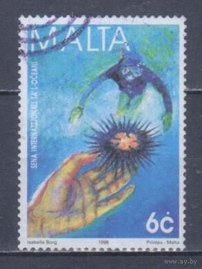 [78] Мальта 1998. Морская фауна.Морской ёж. Гашеная марка.