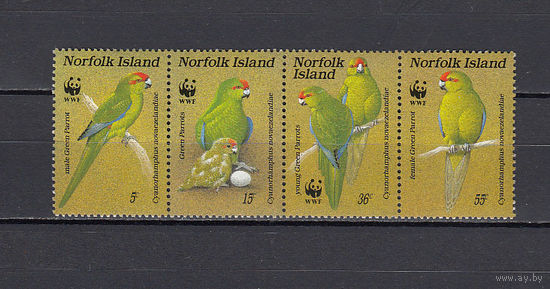 Фауна. Птицы. Норфолк. 1987. 4 марки в сцепке. Michel N 421-424 (20,0 е)