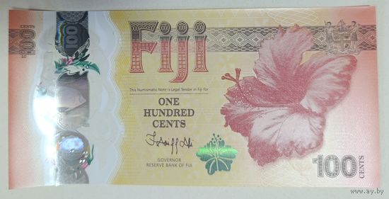 100 центов 2023 года - Фиджи - полимер - UNC - Год дракона - Китайский новый год