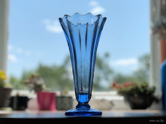 Ваза старый Неман J. Stolle цветное стекло