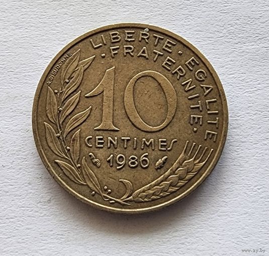 Франция 10 сантимов, 1986