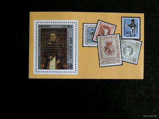 Куба 1980г бл 64**персоналии,марка на марке. Живопись