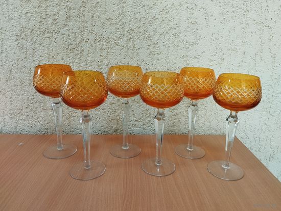 Набор бокалов Янтарная сетка, объём 200 мл, хрусталь. Германия