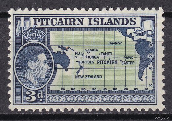 168.BrK. Великобритания. Колонии. Острова Питкэрн. Георг VI. Местные мотивы. 1940 г. 3P. Mi.#5.