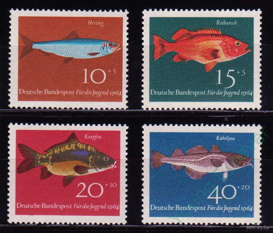 ФРГ. Германия 1964. Фауна. Рыбы. Полная серия. Mi# 412-415. MNH OG. \\5