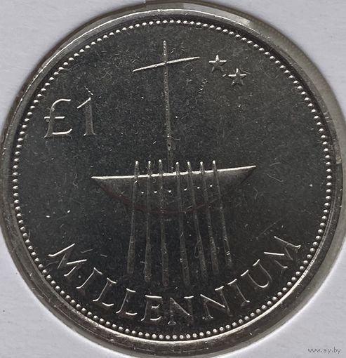 Ирландия 1 фунт 2000 г. Миллениум. Корабль. В холдере