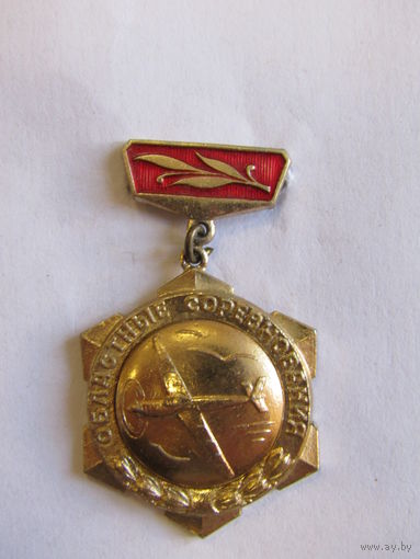 Знак. Значок. Медаль. "Областные соревнования". "Золото". Самолет. Авиация. Авиаспорт. Авиационный спорт. Ретро СССР.