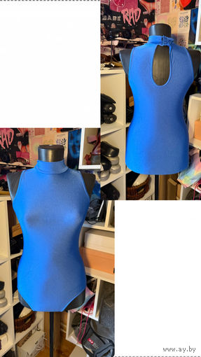 Боди голубое с горлом
