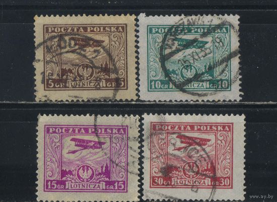 Польша Респ Авиа 1925 Биплан LVG Шнайдера над Варшавой #227-230