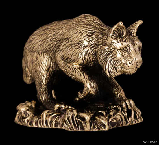 Статуэтка миниатюра Рысь Латунь