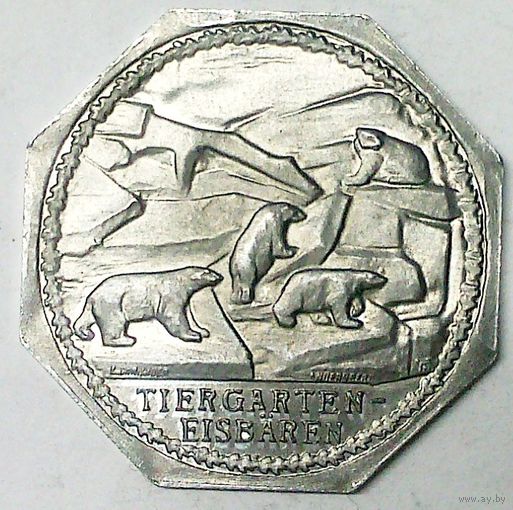 ГЕРМАНИЯ НЮРНБЕРГ 20 пфеннигов 1920 год "Белый Медведь в ЗООПАРКЕ  НЮРНБЕРГА" - ШТЕМПЕЛЬНЫЙ БЛЕСК!