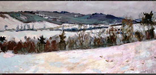 Крохалев П.С./Засл.Худ./; (Крохолев);52/106см; "Дорога на Радошковичи",50ые-60-ые годы;холст/масло;подпись на лицевой стороне картины