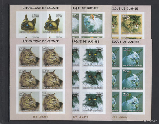 Фауна Кошки Гвинея 2002** Домашние животные Малые листы 6 шт Без перфорации