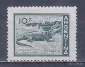 [903] Аргентина 1959. Фауна.Рептилии.Крокодил. БЕЗ КЛЕЯ.