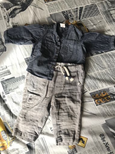 Рубашка 62 и штаны 74 Комплект H&M на 3-7 мес