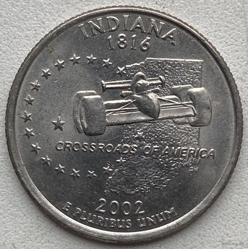 США 25 центов (квотер) 2002 г. P. Штат Индиана