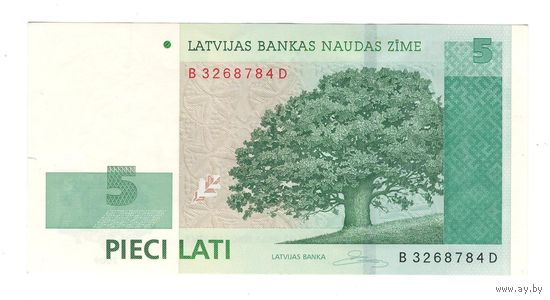 Латвия 5 лат 2009 года. Серия BD. Состояние XF+!