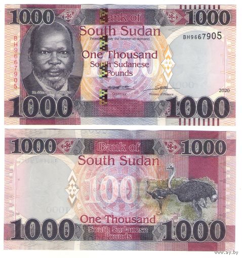 Южный Судан 1000 фунтов 2020  год UNC