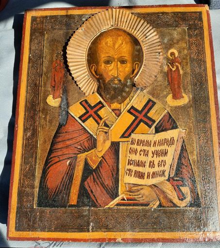 Икона Святителя и Чудотворца Николая, 19 век, живопись, Размер!