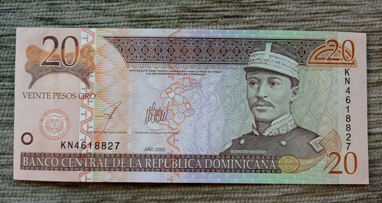 Werty71 Доминиканская республика Доминикана 20 песо 2003 UNC банкнота