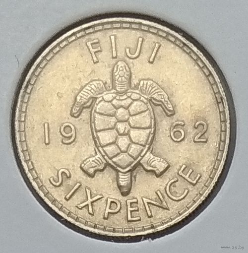 Фиджи 6 пенсов 1962 г. В холдере