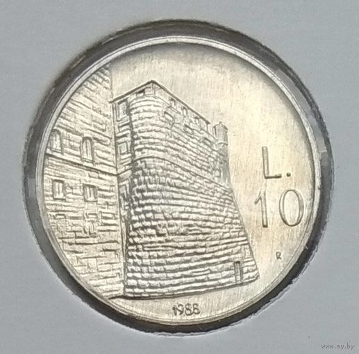 Сан-Марино 10 лир 1988 г. Укрепления Сан-Марино. В холдере