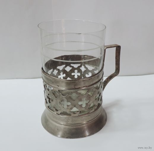 Подстаканник мельхиоровый со стаканом  70-е годы СССР.