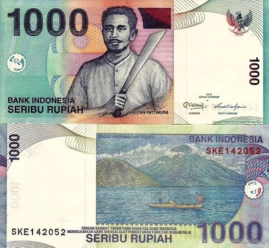 Индонезия 1000 рупий образца 2013 года UNC p141