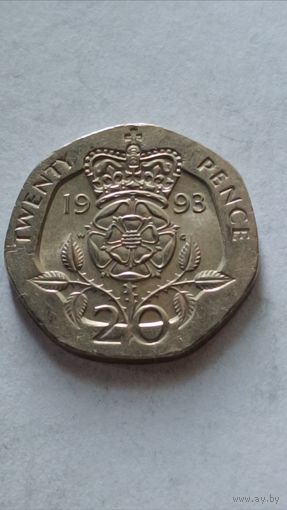 Великобритания. 20 пенсов 1993 года.