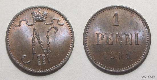 1 пенни 1911 UNC