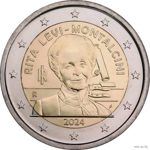 2 евро 2024 Италия, Рита Леви-Монтальчини, UNC из ролла