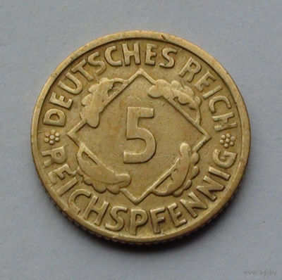 Германия 5 рейхспфеннигов, 1924 D