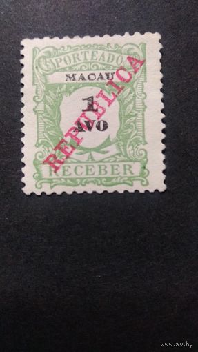 БРИТАНСКИЕ КОЛОНИИ \698фе\Макао 1911 Доплатная r1 из серии MiP12