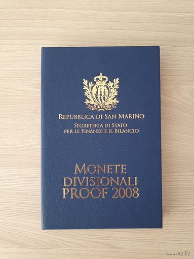 Сан-Марино 2008 год PROOF. 1, 2, 5, 10, 20, 50 евроцентов, 1, 2 евро. Официальный набор монет