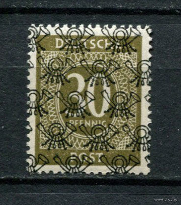 Американская зона оккупации - Германия - 1948 - Цифры с надпечаткой Почтовые рожки  30Pf - [Mi.63II] - 1 марка. MNH.  (Лот 115BA)