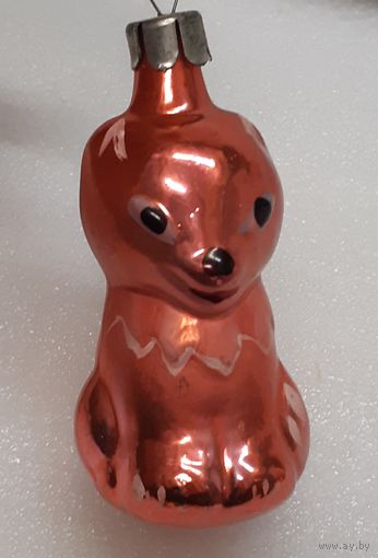 Игрушка ёлочная Лиса Алиса, стекло. СССР