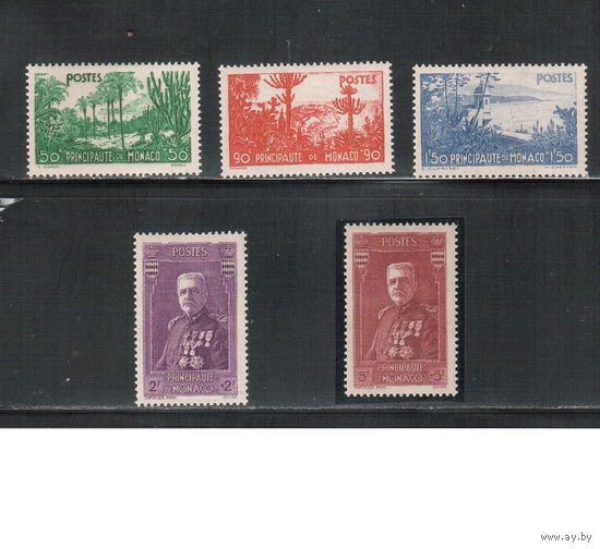 Монако-1937(Мих.138-142)   *  ,  Парк, Князь Луи II, (полная серия)
